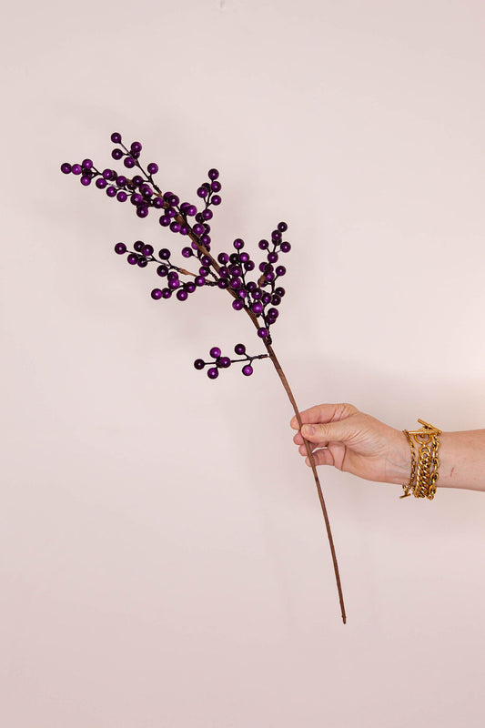 Artificial  stem of rich purple Ball Berries 