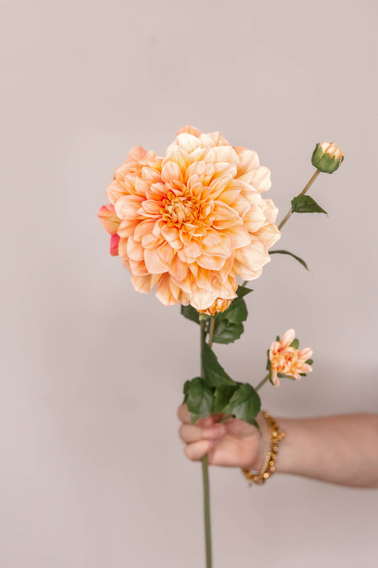 faux floral Dahlia real touch - domed spray – Orange